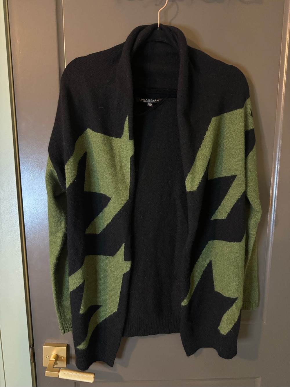Linea Domani Women's Black & Olive Open-Front Cardigan - size small